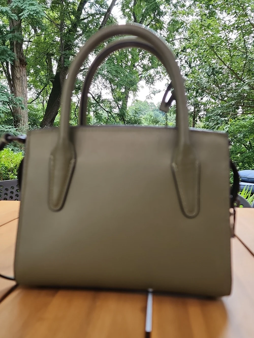 Coach Andrea Carryall Bag Leather Military Green Satchel Crossbody CP081
